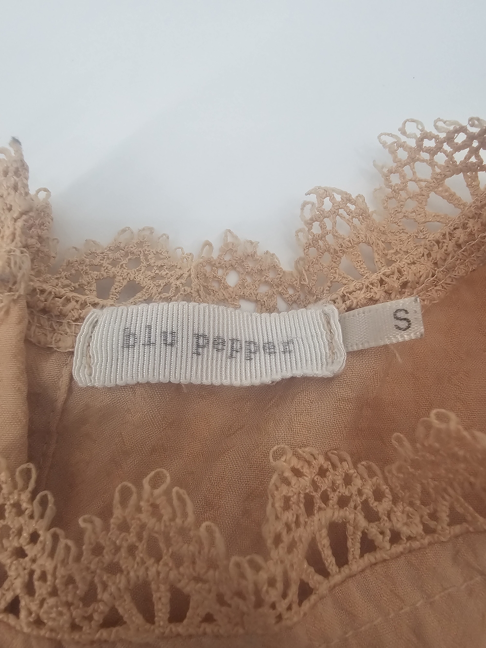 Blu Pepper Lace Trim Flutter Sleeve Swiss Dot Blouse Romantic Cottagecore Top S - Picture 6 of 7